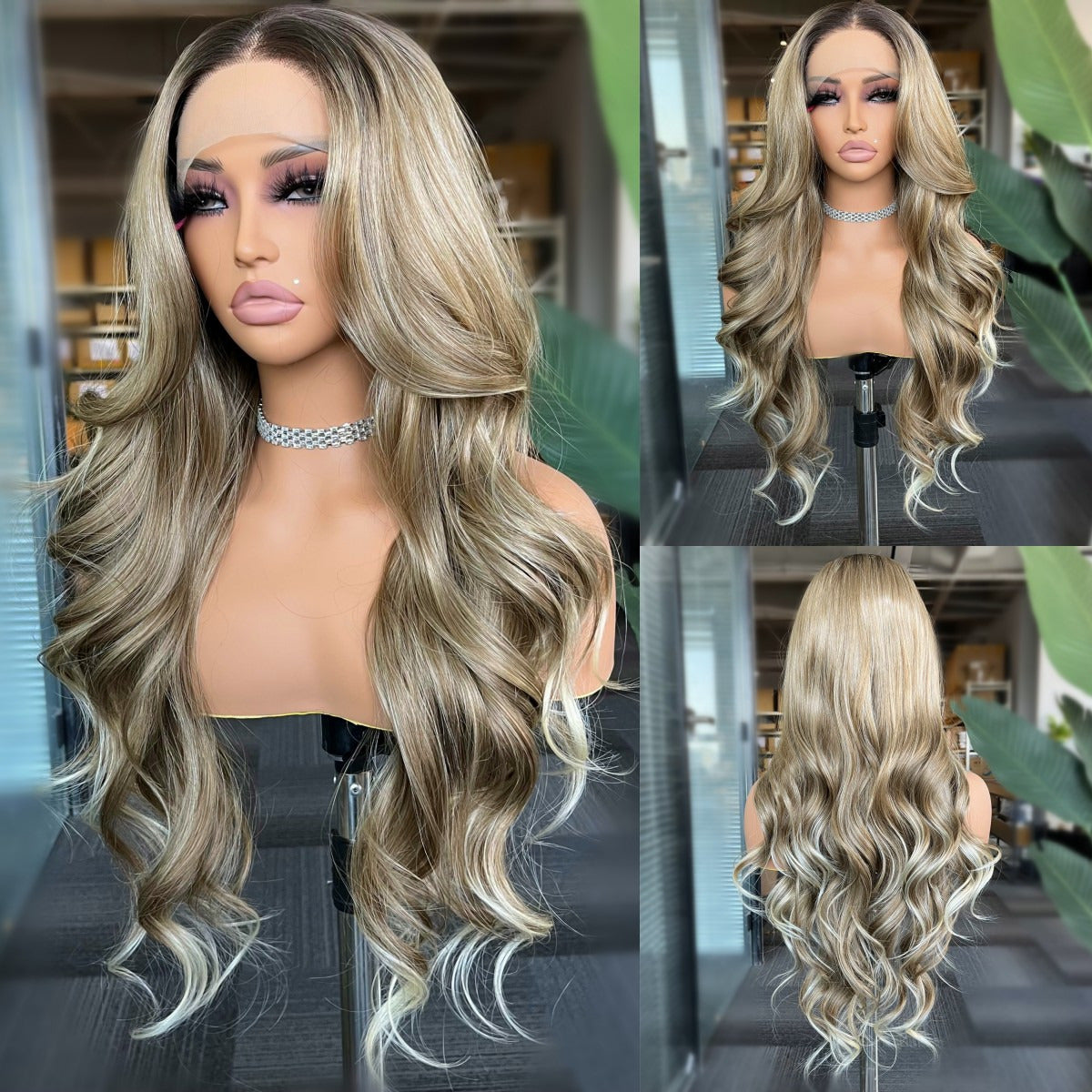 Ash Blonde Long Wavy Synthetic Wig